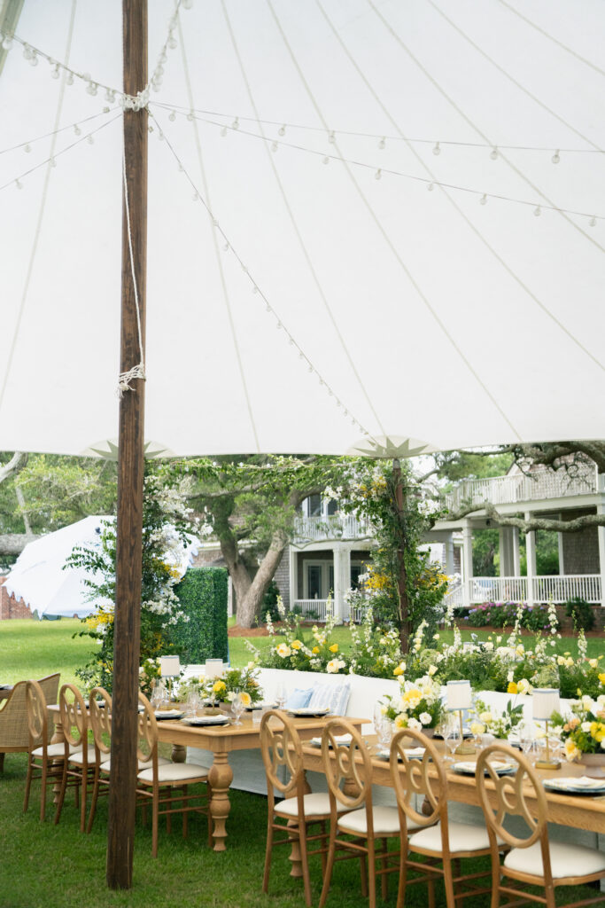 Luxury outdoor wedding reception under sailcloth tent nc