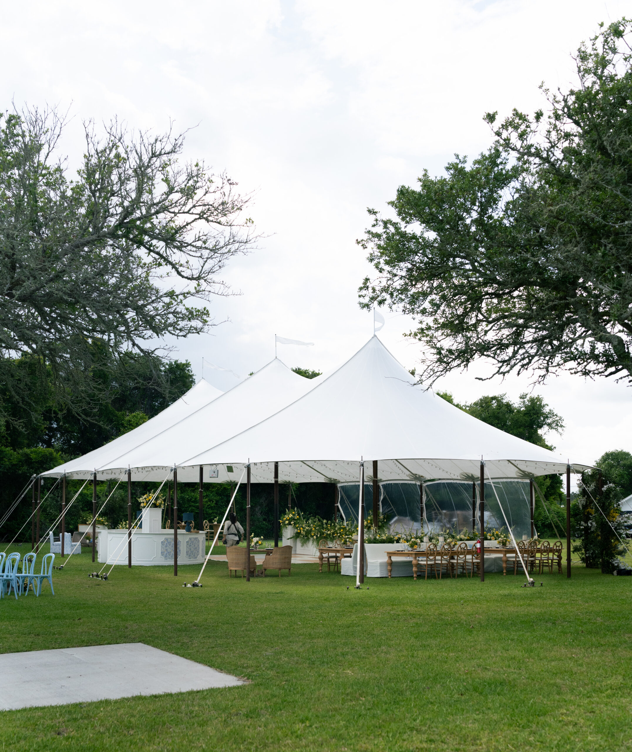 Luxury outdoor wedding reception under sailcloth tent nc